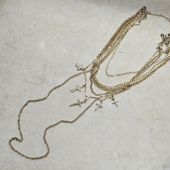 Gold Layered Cross Necklace - Picture 1 of 4